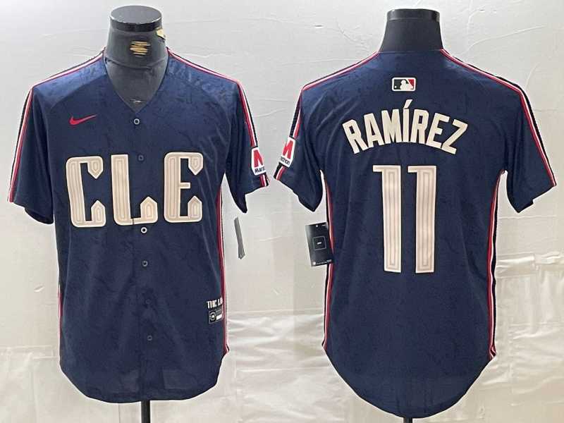Men%27s Cleveland Guardians #11 Jose Ramirez Navy 2024 City Connect Limited Stitched Jersey